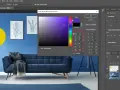 Okno dialogowe "Kolor" w Photoshopie z widocznym wyborem koloru fioletowego i wartościami RGB.
