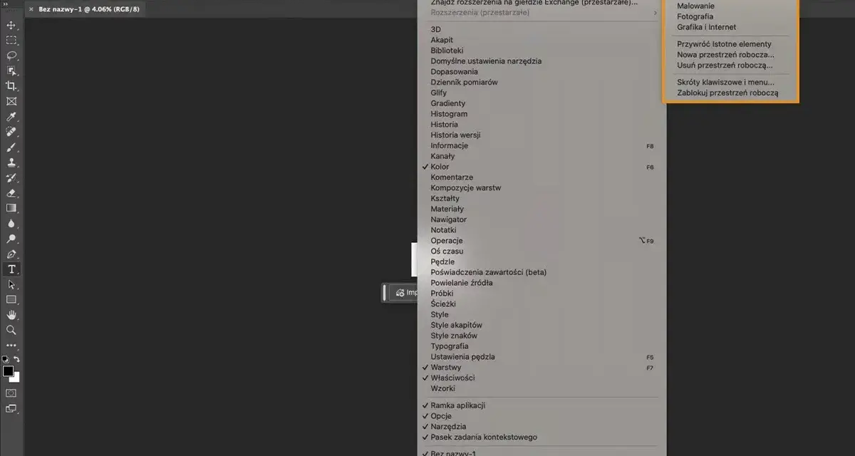 Jak włączyć pasek narzędzi w Photoshopie i rozwiązać problemy z widocznością